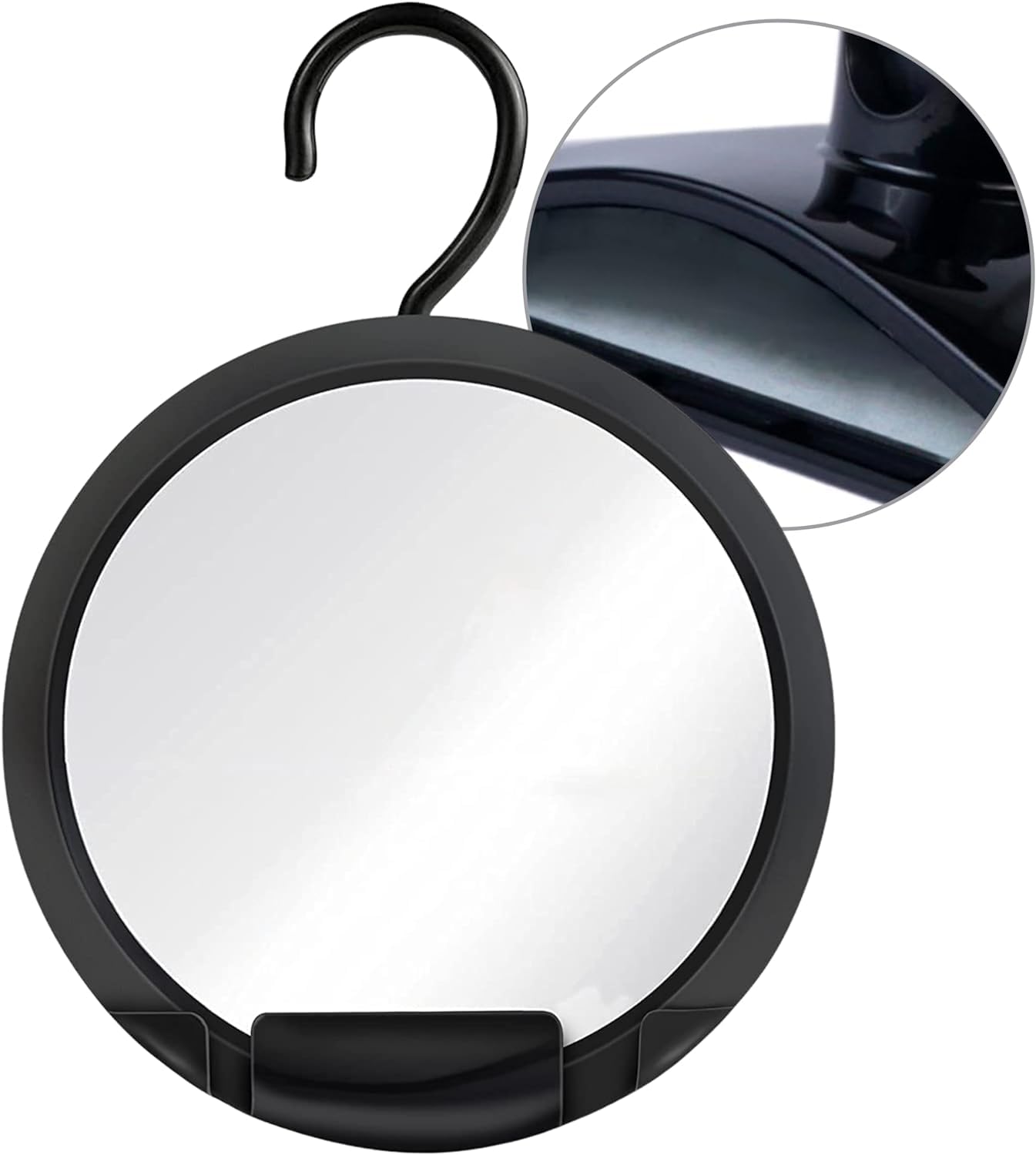 Hangable Fogless Shower Mirror for Shaving with 360° Swivel Hook for Hanging - Anti Fog Shatterproof Surface and Razor Holder - Fill back Basin with Hot Water for Fog Free Shave (8" Diameter)