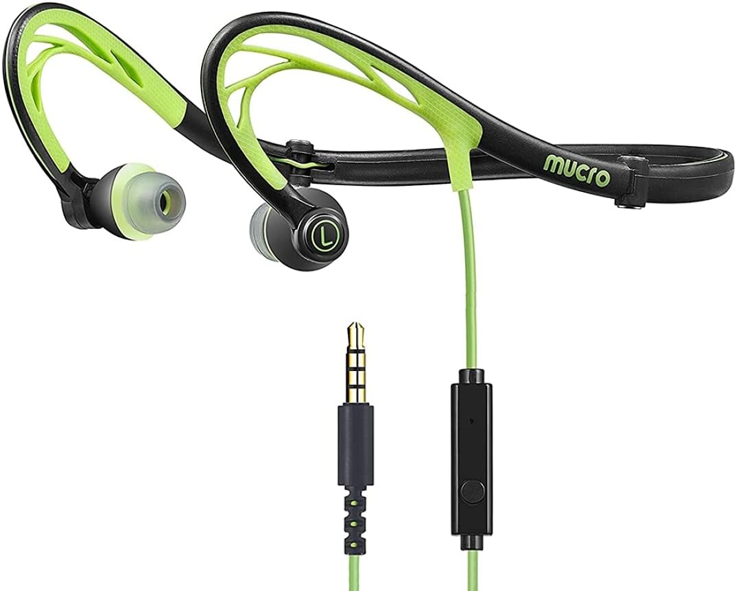 Running Headphones Wired Neckband Earbuds Over Ear Sports Earbuds Foldable Wrap Around Earphone for Night Jogging Workout - with Carry Case