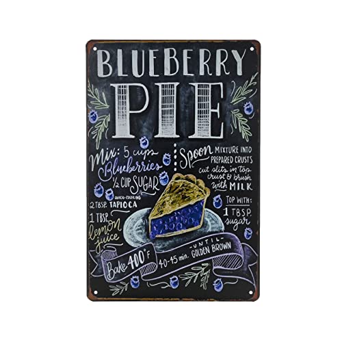Food Vintage Tin Sign - Blueberry Pie Retro Metel Sign