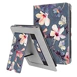FINTIE Stand Case for 6" Kindle Paperwhite (Fits 10th Generation 2018 and All Paperwhite Generations Prior to 2018) - Premium PU Leather Sleeve Cover with Card Slot and Hand Strap, Blooming Hibiscus