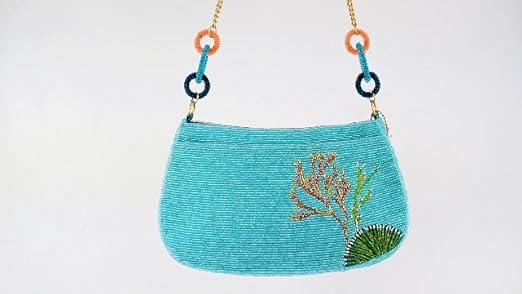 Mary Frances Reef Rider Beaded Crossbody Handbag Ocean Seahorse