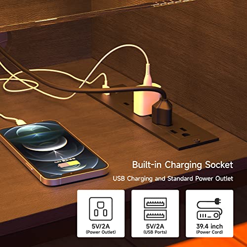 Hasipu Corner Tv Stand For 55 Inch Tv, Corner Tv Stand With Led Lights And Power Outlet, Corner Entertainment Center With 4 Open Storage Spaces And Adjustable Glass Shelves, Black #TOP2