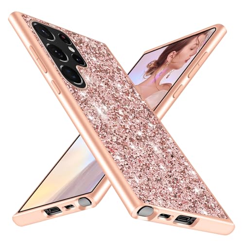 Coque paillettes S25 or rose : la protection élégante pour vos soirées