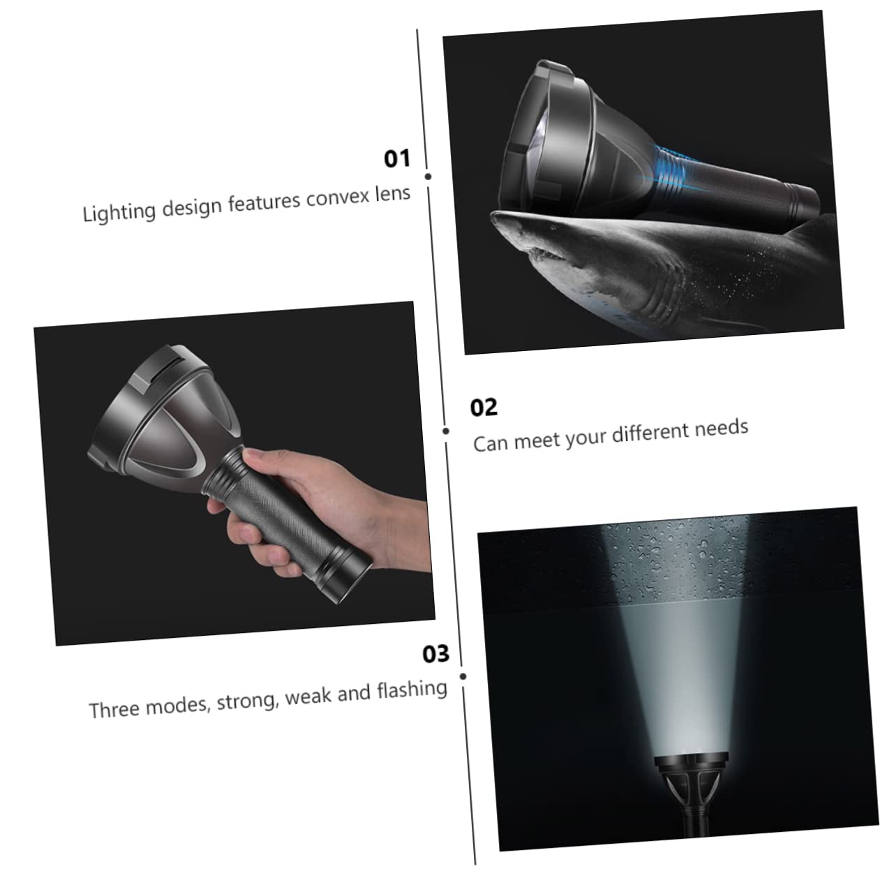 OSALADI Torcia Elettrica Ultra Luminosa da Campeggio in Lega di Alluminio, Portatile USB Tre Modalità di Illuminazione per Uso Esterno, Emergenza e Escursionismo