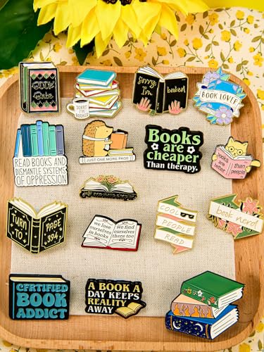 16 Pcs Book Enamel Pins for Backpacks – Unique Cute Lapel Pins for Jackets & Hats – Gift for Friends & Collectors2