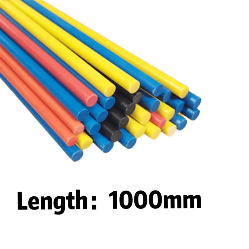 Aste in fibra di vetro colorate da 10 pezzi da 1000 mm, aste in fibra di vetro ad alta resistenza(Black,3x1000mm)