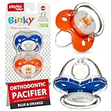 Playtex Baby Binky Orthodontic Pacifier with Air Comfort Shield, Medical Grade Silicone, Blue & Orange, 2 Count