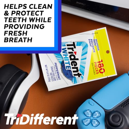 Image of Trident White Peppermint Sugar Free Chewing Gum, 180 Pieces | Perfect for Long Lasting Fresh Breath at School, Work & Travel
