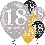 Neu von Feste Feiern: Ballon Dekoration zum 18. Geburtstag in funkelndem gold, schwarz und silber für Mann, Frau, Junge und Mädchen.