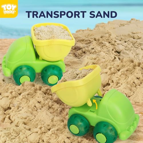 TOY Life Beach Toys for Toddlers Age 3-5, Sandbox Toy Building Sets with Sand Bucket Dump Truck and Waterproof Mesh Bag, Travel Sand Castle Toys for Kids - Thumbnail 4