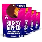 SkinnyDipped Dark Chocolate Peanut Butter Cups, 2g Sugar per Cup, Keto Friendly, Low Carb, Gluten Free, 3.2oz, 4 Pack (24 Cups Total)