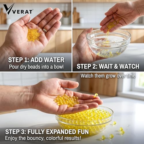 Image of Verat 2 Packet Gel Water Balls /Water Beads /Refill Water Bead /Gel Blaster Ammo /Water Balls for Gun /Gel Balls for Kids /Gel Blaster Balls in Bottle /7-8mm Non-Toxic Water Beads Gel Guns(20000 Yellow)