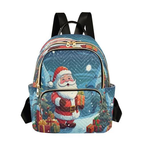 Image of ALAZA Pine Tree Santa Claus Snow Xmas Women Backpack Purse Ladies Fashion Shoulder Bag Daypack Travel Bag 10L