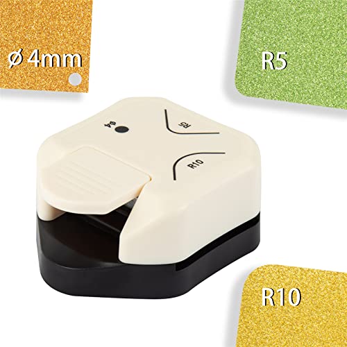 Image of QIQQIKIN Corner Hole Punch 4mm Circle Cutter Punch +R5mm+R10mm 3-Way Corner Rounder Paper Punch,Cardstock,Laminator,Photocards,Scrapbooking,Die Cuts for Card Making,Junk Journal Supplies Clearance