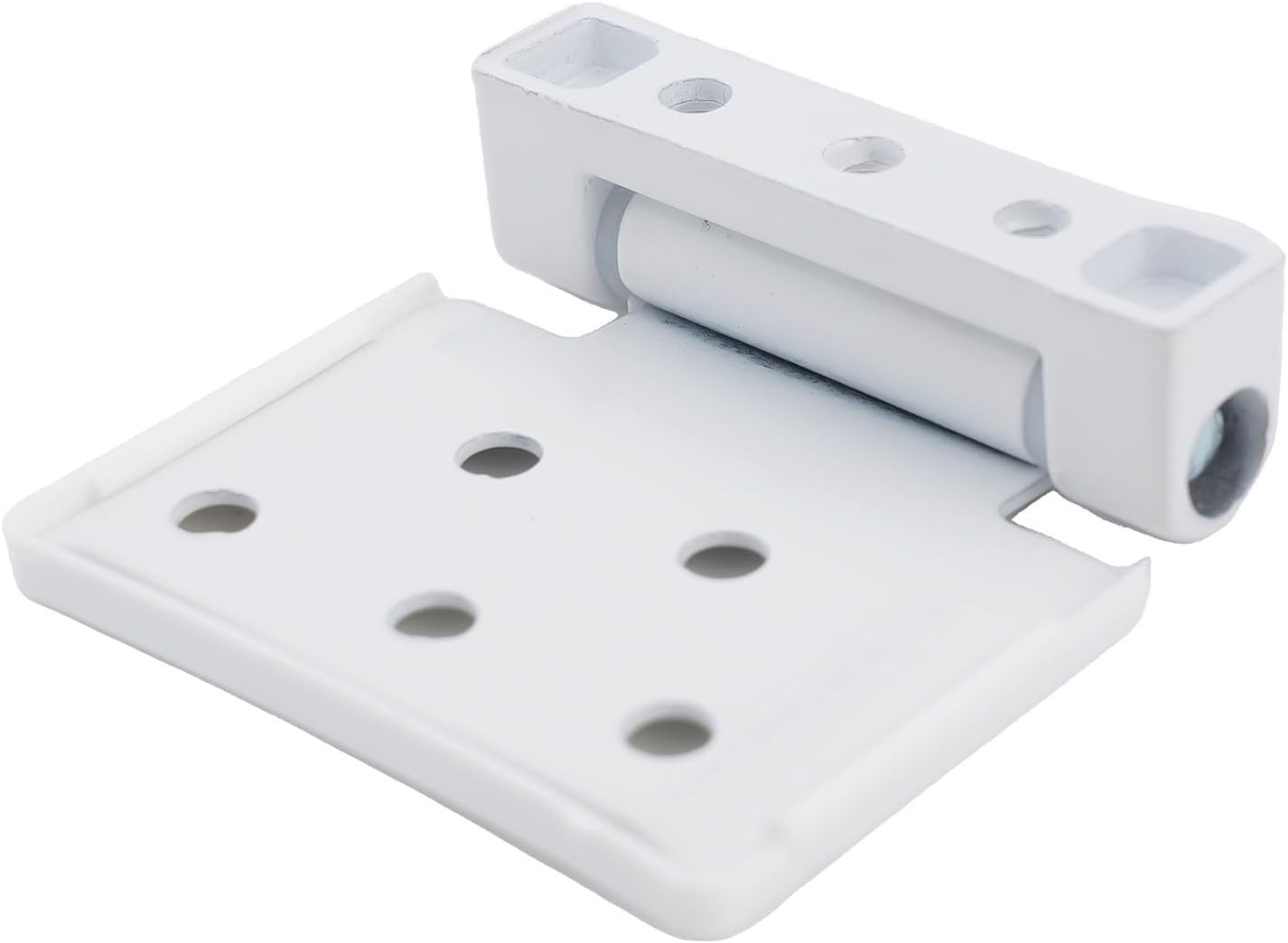 High Security Thickened Door Flag Hinge with Mounting Plate Kit, Durable Iron and ABS Construction for Home Office Window Casement Doors, Left or Right Hand Installation (White)