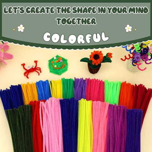 Image of Hssugi 100PCS Pipe Cleaners, Moss Green Chenille Stems Craft Supplies | Pipe Cleaners Craft Supplies, Pipe Cleaners Bulk Fuzzy Sticks for DIY Art and Craft Projects Home Decoration
