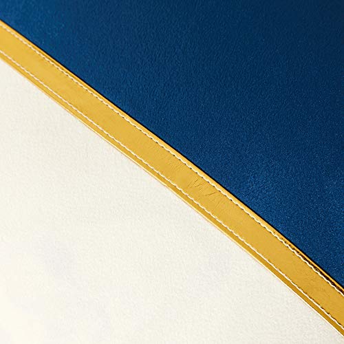 Image of Fancy Homi 2 Packs Decorative Throw Pillow Covers 18x18 Inch for Living Room Couch Bed, Navy Blue and White Velvet Patchwork with Gold Leather, Luxury Modern Home Decor, Accent Cushion Case 45x45 cm