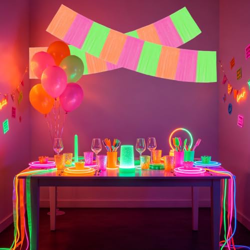 Image of BEISHIDA 3 Packs Metallic Foil Fringe Garland Fluorescent Yellow Purple Orange Wall Hanging Tinsel Fringe Banners for Car Floats Bridal Shower Wedding Birthday Graduation Party Decoration(30 Feet)