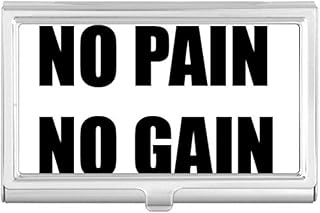 No Pain No Gain Quote Black Encourage Positive Business Card Holder Case Pocket Box Wallet