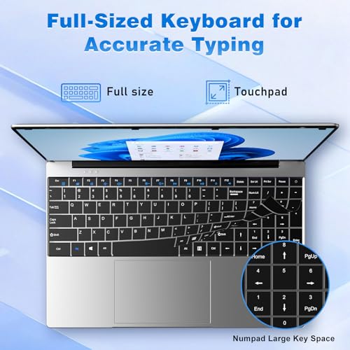 Image of NAIKLULU Laptop Computer, Win 11 Pro Lap Top, 15.6 Inch Laptop 2026, 16GB RAM 256GB SSD, M3-6Y30 Processor, FHD Display 1920 * 1080P, WIFI5, BT4.2, 5000mAh Battery, for Business Student School