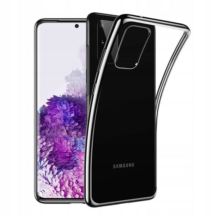 Carcasa de silicona cromada para Samsung Galaxy A21s contorno transparente Bumper protección de gel flexible (negro)