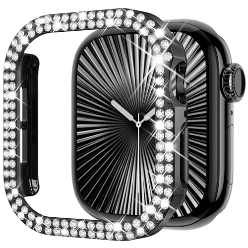 Coque Apple Watch 38mm bijou femme cadeau idéal iWatch noir double strass