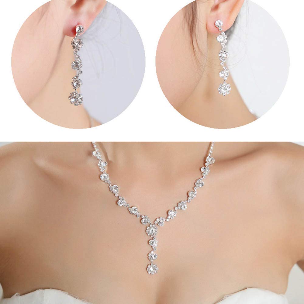 Jovono Juego de collar y pendientes con colgante de diamantes de imitación para cumpleaños, amigos o regalo del día de la madre