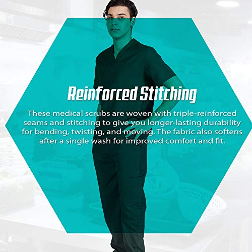 M&M SCRUBS Men Scrub Set Medical Scrub Top and Pants L Dark Navy Blue - Thumbnail 6