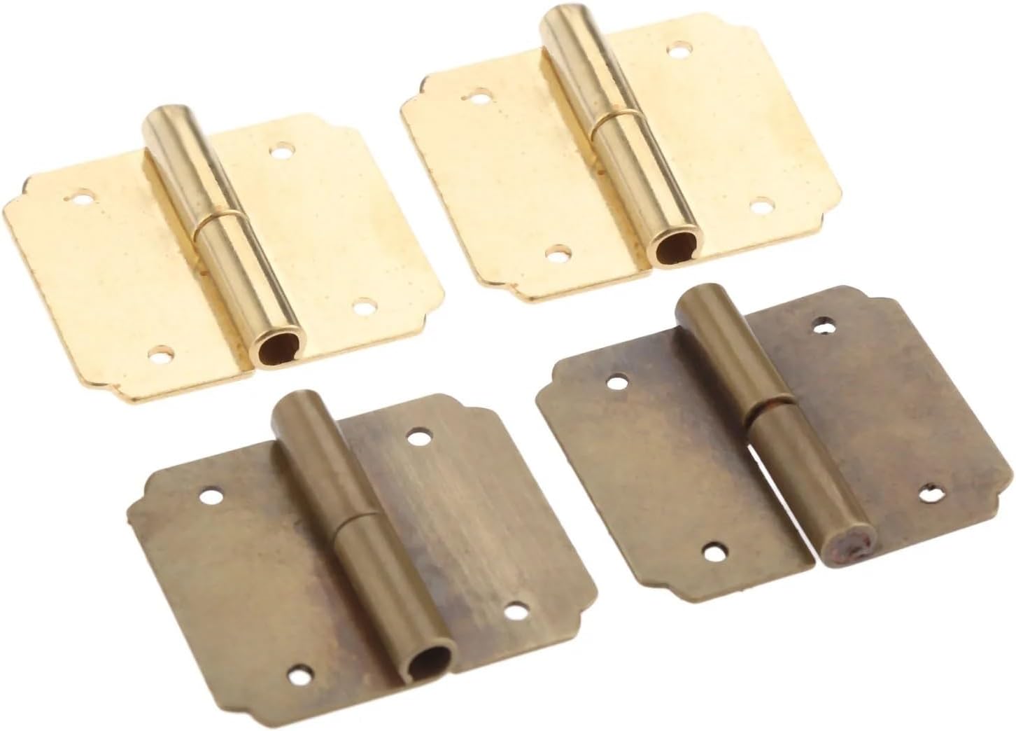 2Pcs 33 * 29mm Brass Furniture Hinges Cabinet Drawer Door Hinge Antique Bronze Decorative Hinges Fittings for Jewelry Box(Antique Brass)