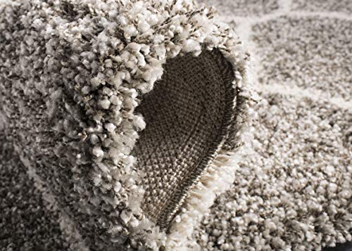 Safavieh Hudson Shag Collection Area Rug - 8' X 10', Grey & Ivory, Moroccan Ogee Trellis Design, Non-Shedding & Easy Care, 2-Inch Thick Ideal For High Traffic Areas In Living Room, Bedroom (Sgh280B) #TOP5