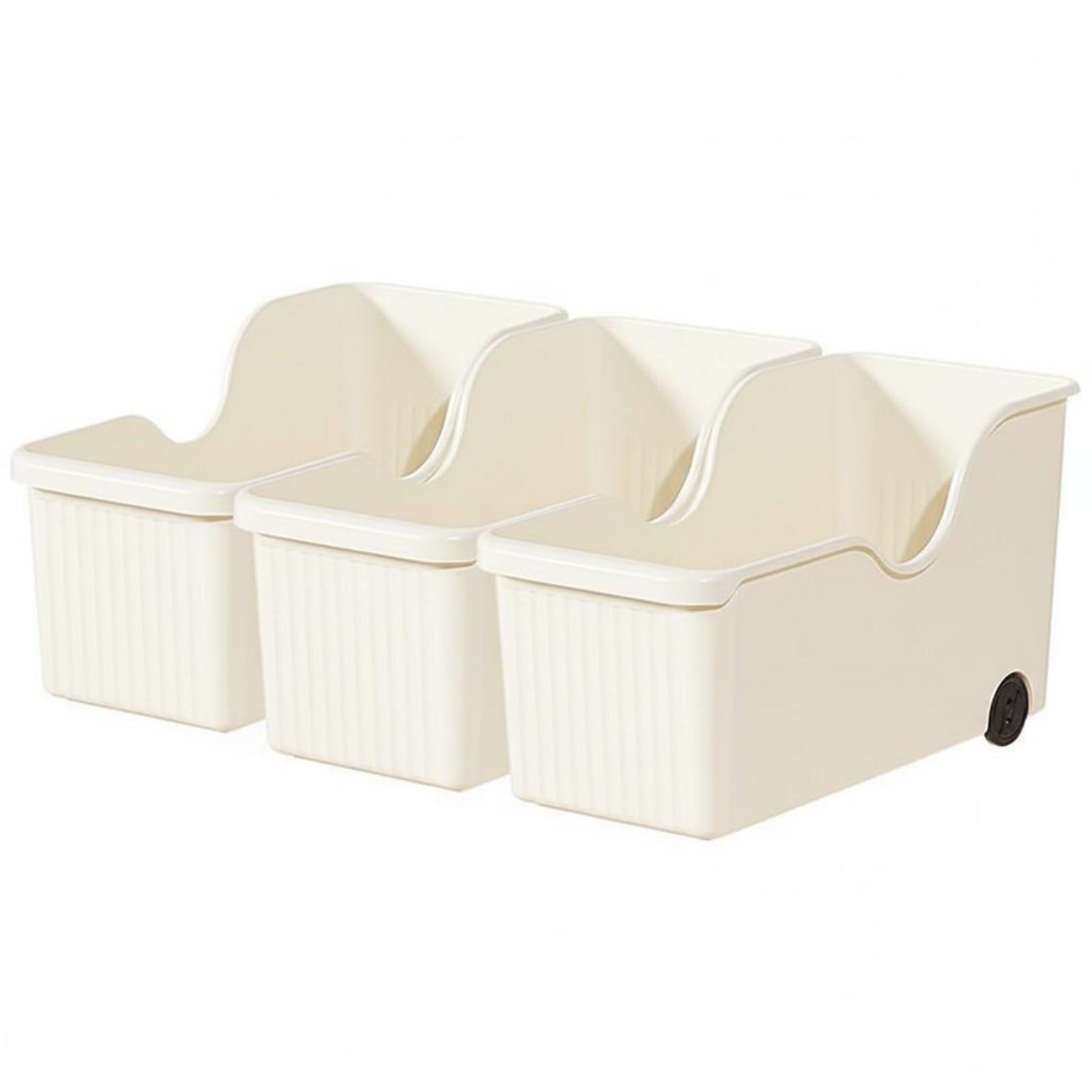 2 Piezas Caja de Almacenamiento Organizador de Cocina Estante Multiusos con Ruedas Móvil Material Polipropileno Adecuado para Armarios Encimeras Bajo Fregadero Cocina Hogar, Crema, Pack De 3