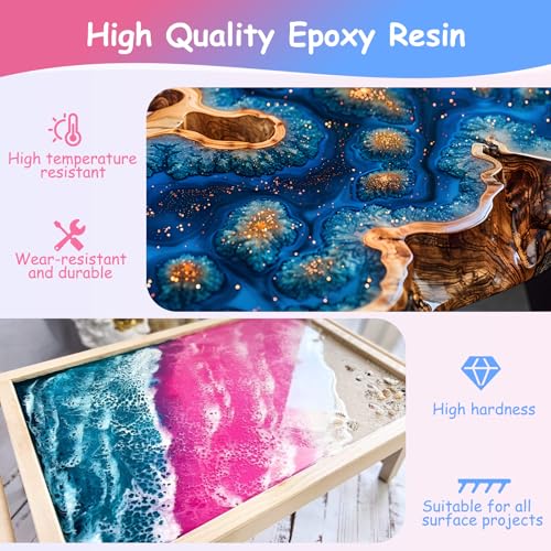 Image of KISREL Epoxy Resin 1 Gallon - Clear Epoxy Resin Kit with 16 Pigments and 8 Colors of Mica Powders - No Yellowing No Bubble Casting Resina for Art Crafts, Jewelry Making & Resina Molds(1 /2 Gallon x 2)