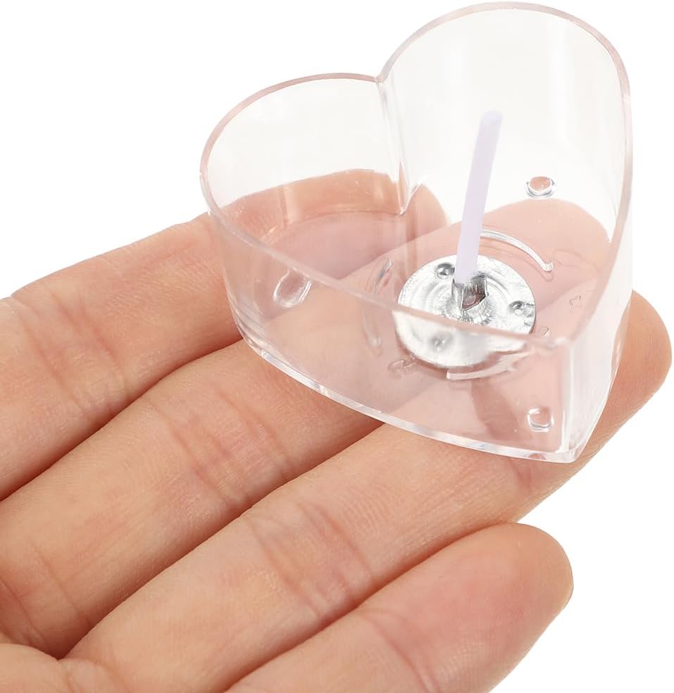 jojofuny 30Pcs Heart Shaped Candle Cups 1.57X1.49X0.66In Plastic Tea Light Containers with 30 Candle Wicks for DIY Making Crafts