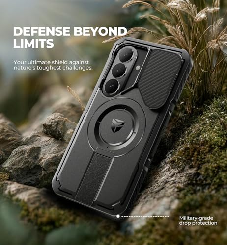 Image of Dexnor for Samsung Galaxy S26 Case with Camera Cover & Adjustable Kickstand & Screen Protector, Compatible with MagSafe, Rugged Shockproof Bumper Cases Magnetic Protective Cover(2026),6.3 inch Black