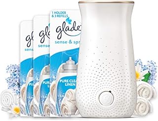 Glade Sense & Spray Air Freshener Diffuser & 3 Refills, Motion Activated Spray for Home, Clean Linen