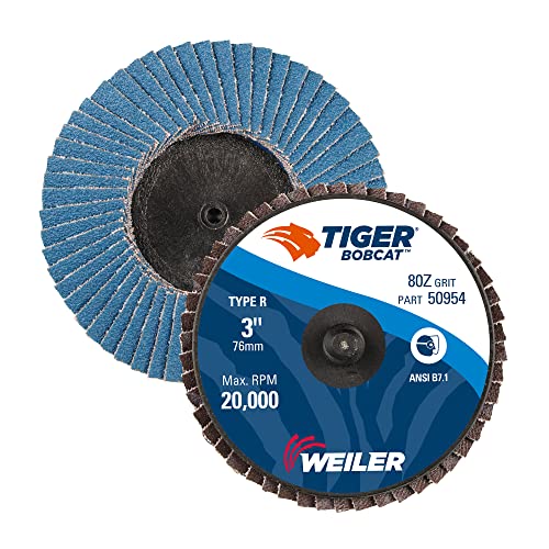 Image of Weiler 50954 3 inch Bobcat Mini Abrasive Flap Disc, Conical (TY29), Type R Mount, 80Z (Pack of 10)