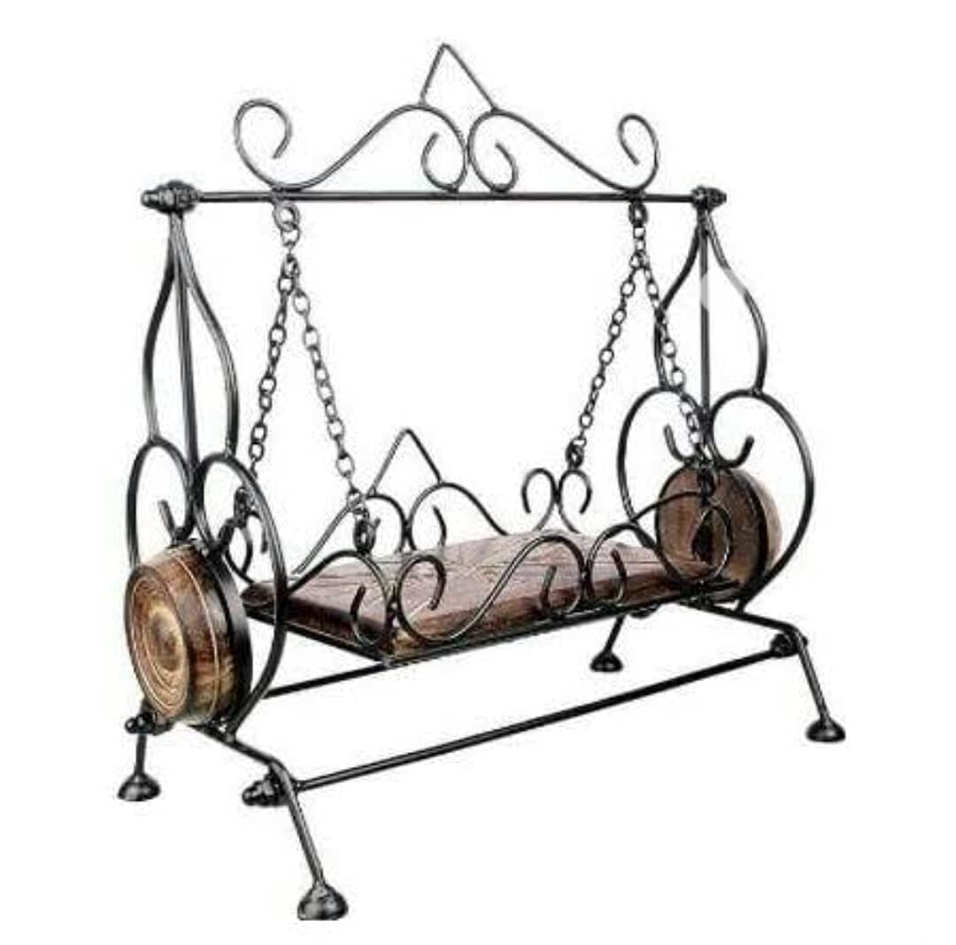 Antique Brass Black Metal Palna Swing for Laddu Gopal Size 3 to 5 | Handcrafted Deity Jhula for Mandir | Janmashtami Decor & Spiritual Gift, Festive Palna for Bappa-picture-36