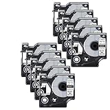 Nineleaf 10 Pack Compatible for DYMO 18051 Rhino Heat Shrink Tube Industry Label Tape 6mm 1/4' x 5ft Black on White Wire Tapes for Industrial Rhino Pro 3000 4200 5000 5200 6000 3M Label Maker