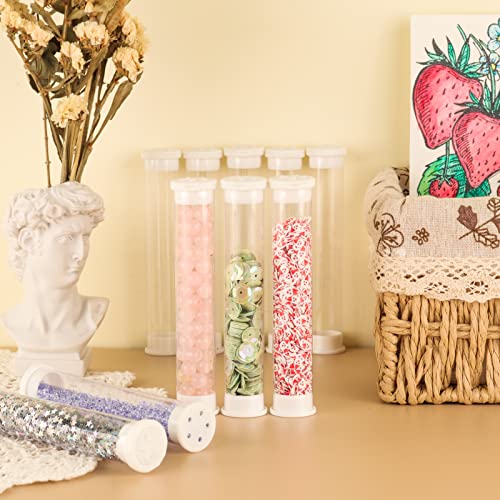 Image of BAOFALI 50Pcs Large Clear Plastic Empty Tubes Storage Transparent Plastic Test Tube Container Both Ends with Lid Tubes Bead Container Set forDIY Craft Supply Storage Candy Storage(5 x1inch)