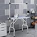 mydearpet Pet Dog Grooming Table, Adjustable Large Heavy Duty Professional Foldable Trimming Stage with Arms, Noose, Mesh Tray, Maximum Capacity Up to 330LBS, 46''/Blue