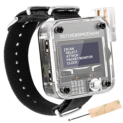 AURSINC WiFi Deauther Watch V3 ESP8266 Placa de Desarrollo programable Batería incorporada de 800 mAh | Reloj Inteligente portátil | OLED y láser | Herramienta de Ataque/Control/Prueba | DSTIKE Cover