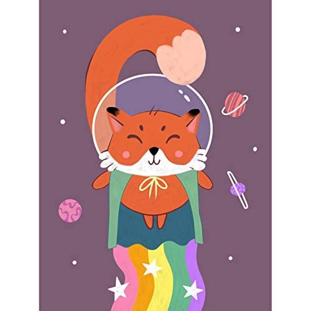 Wee Blue Coo Fox Astronaut Unframed Art Print Poster Wall Decor 12x16 inch