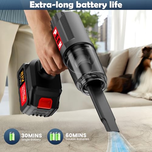 PEEH Cordless Handheld Vacuum — 45kPa, Dual-Battery, 6-Piece Attachment Kit — view 3