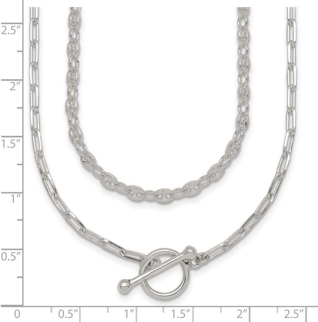 JewelryWeb 925 Sterling Silver Polished Fancy 2 Strand Chain With 2in Extension Necklace 16 Inch 11.1mm Wide Strand Necklace for Women and Men