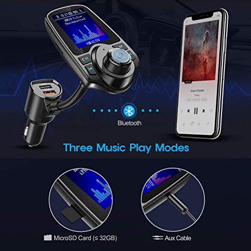Nulaxy Wireless In-Car Bluetooth Fm Transmitter Radio Adapter Car Kit W 1.8 Inch Display Supports Tf/Sd Card And Usb Car Charger For All Smartphones Audio Players-Km18 Color #TOP4