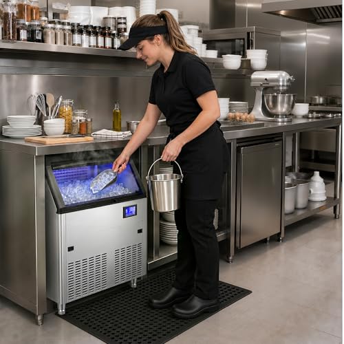 Image of Coolake Commercial Ice Maker Machine 320lbs /24H with 120lbs Storage, Stainless Steel Under Counter Ice Machine with 8-15 Mins Ice Ready, Air Cooled Freestanding Ice Machine for Restaurant Garage