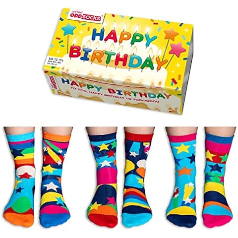 Happy Birthday - United Oddsocks - Box 6 Oddsocks For Kids UK 12-5.5 EUR 30.5-38.5 Cover