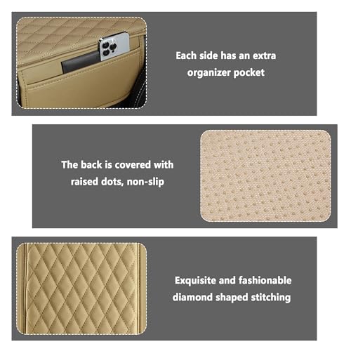 Image of Stacool Upgraded Car Center Console Cover,Microfiber Leather Car Armrest Cover Cushion with 2 Storage Bags,Universal Car Armrest Storage Box (Beige)
