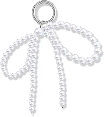 Pearl Bag Charm Keychain Wristlet Key Ring, Pearl Keychain Accessory Purse Charm