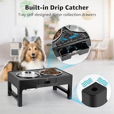 Elevated Dog Bowls, Stainless Steel Raised Dog Deep Bowl with Adjustable Stand, Double Dog Food and Water Bowl for Medium Large Dogs, 3 Heights 3.9, 7.8, 11.8